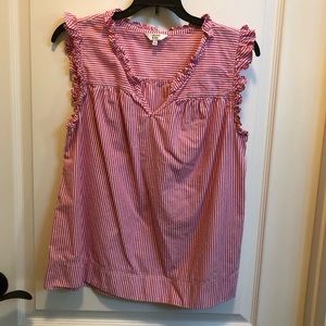 Crown & Ivy, pink & white, sleeveless - size large